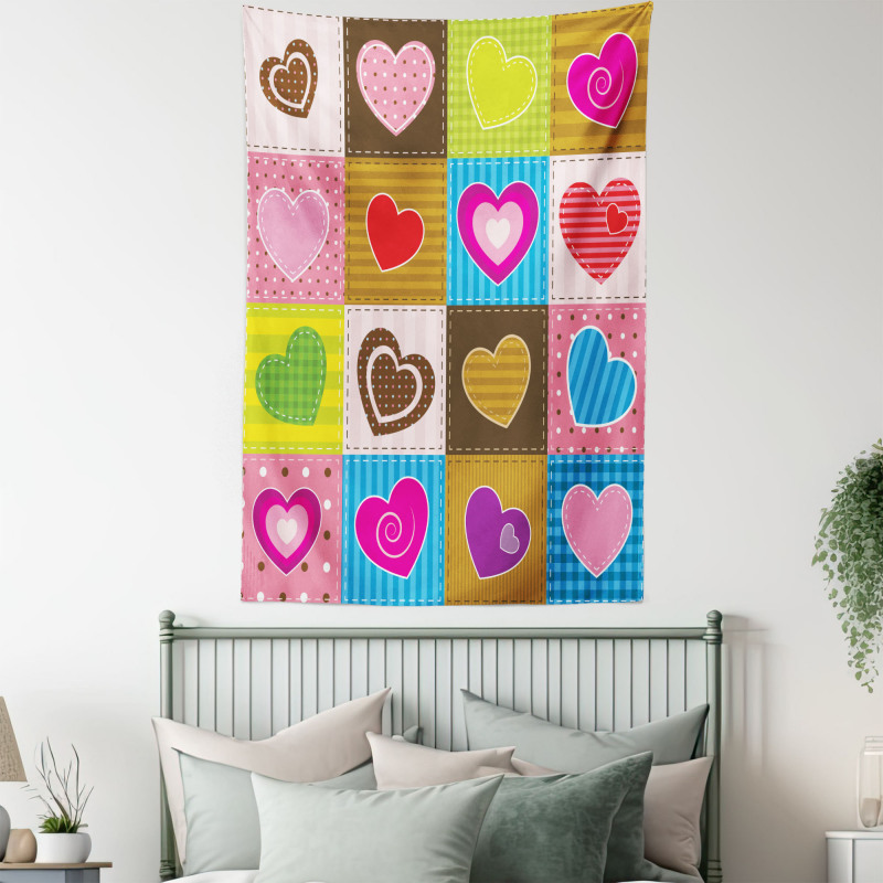 Love Heart Patchwork Tapestry