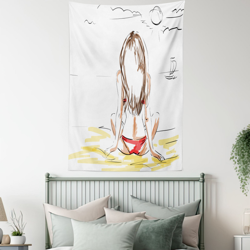 Sketch Beach Summer Tapestry