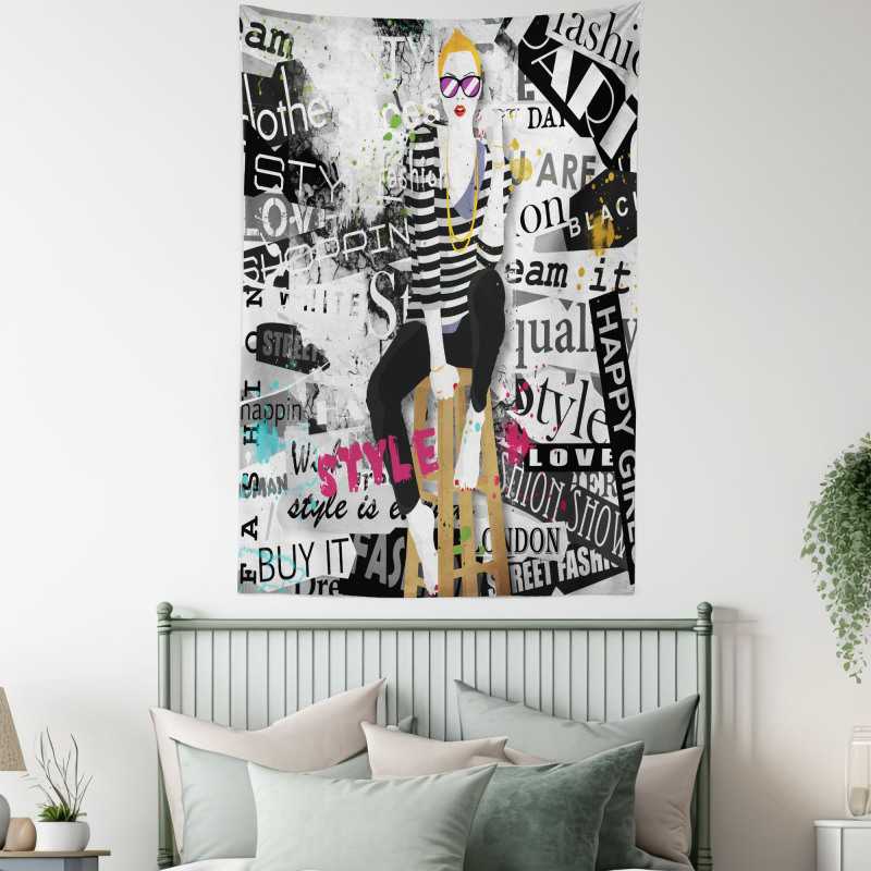Fashion Girl Grunge Tapestry