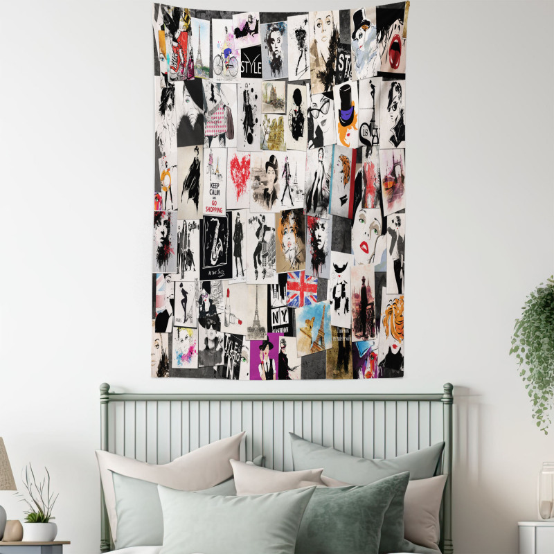 Collage Fashion Modern Tapestry