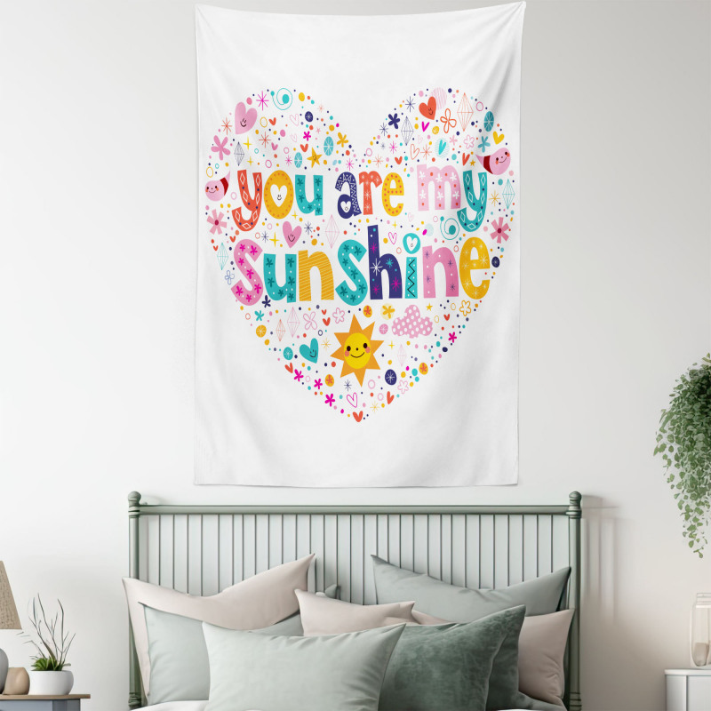 Words with Heart Shapes Tapestry