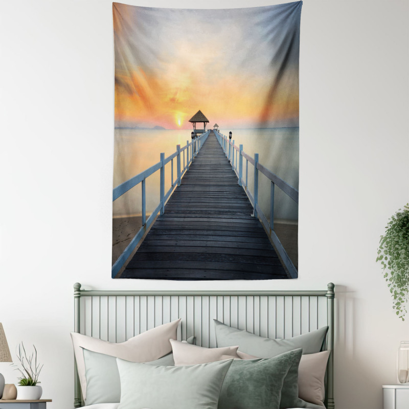 Wood Path on Beach Tapestry