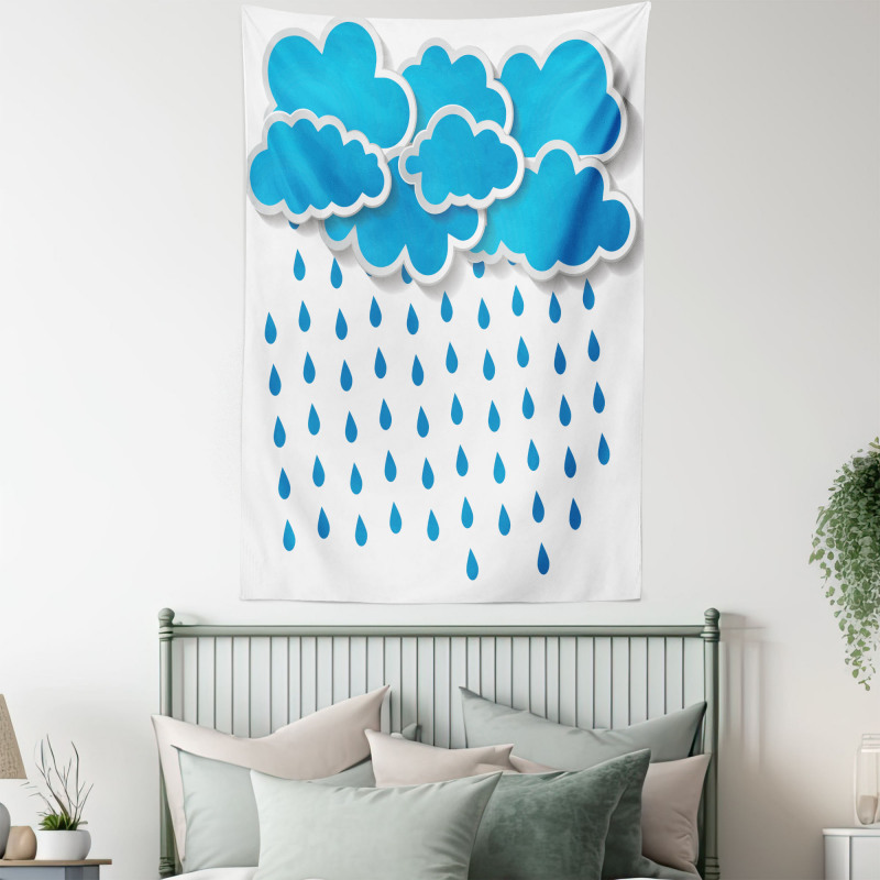 Puffy Clouds Rainy Day Tapestry