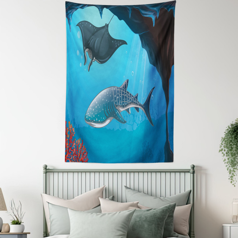 Swimming Shark Ocean Tapestry