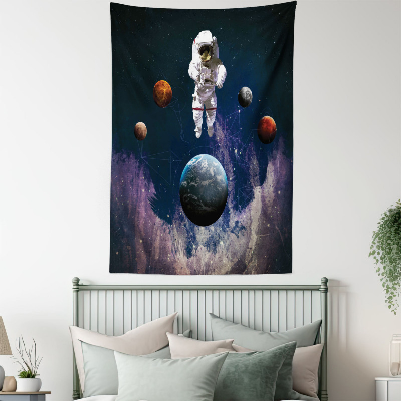 Planets Astronaut Space Tapestry