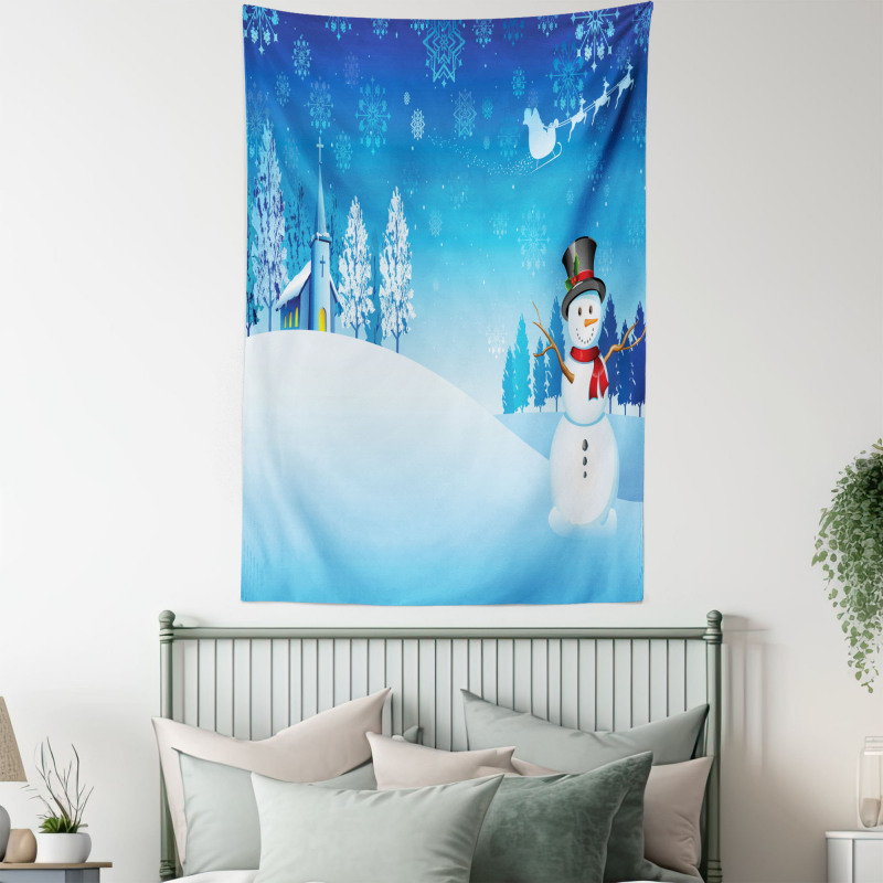 Snowman Winter Stars Tapestry