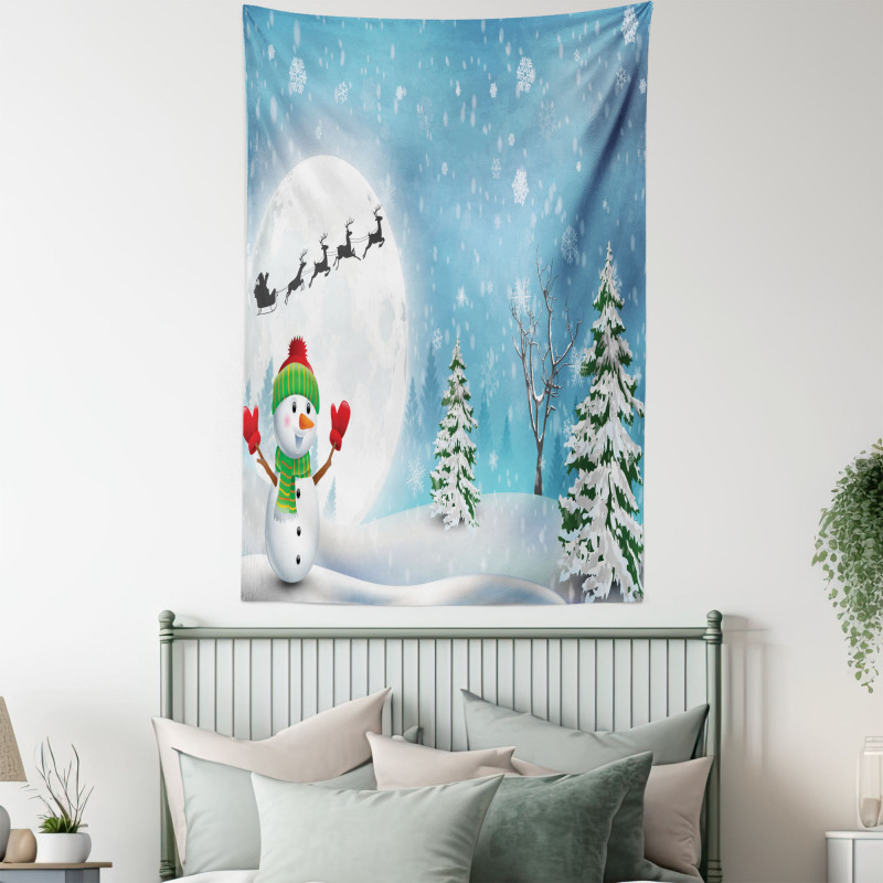 Jolly Snowman Santa Tapestry