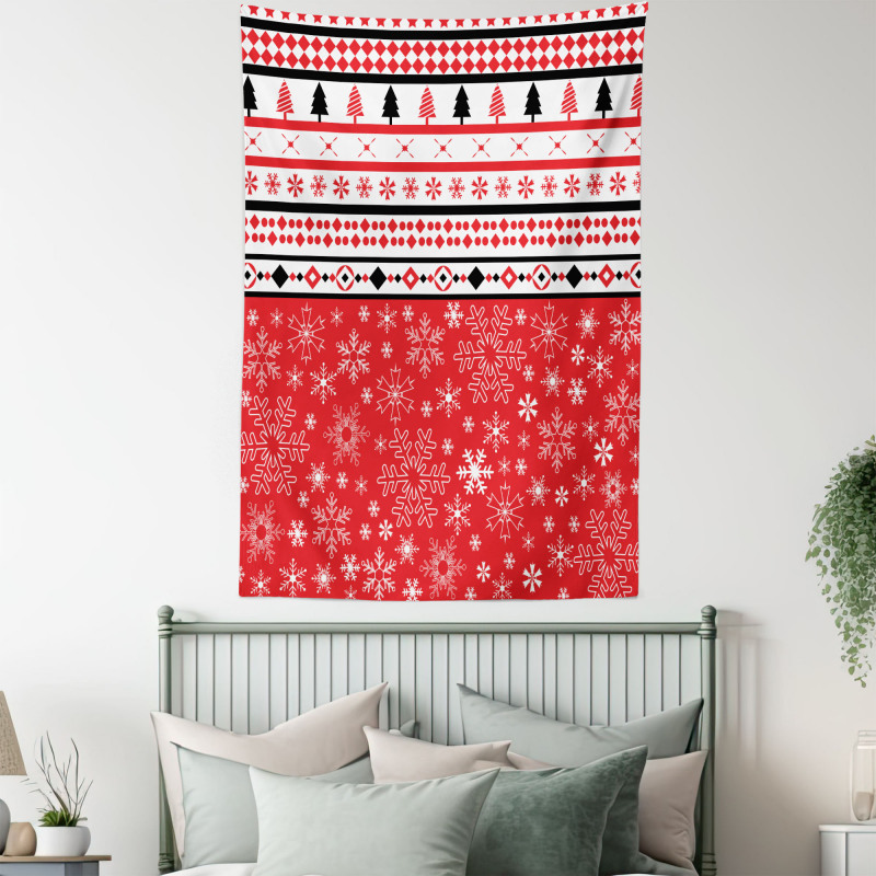 Geometric Snowflakes Tapestry