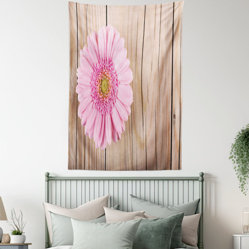 Pink Gerber on Wooden Tapestry