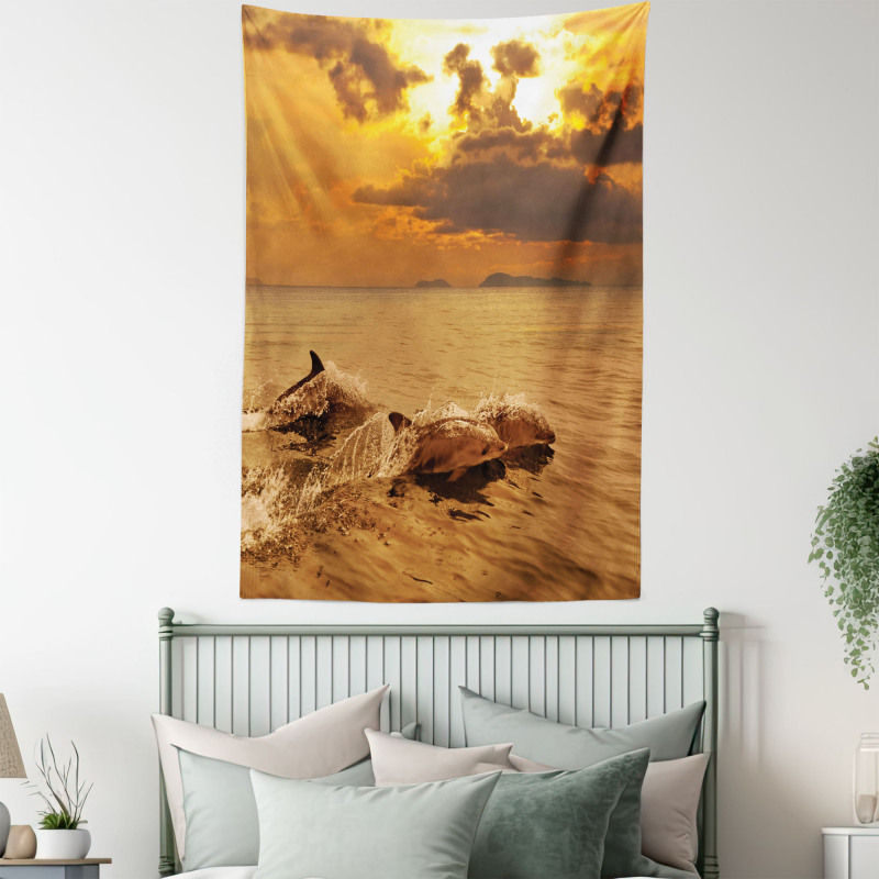 Dolphins Dusk Tapestry