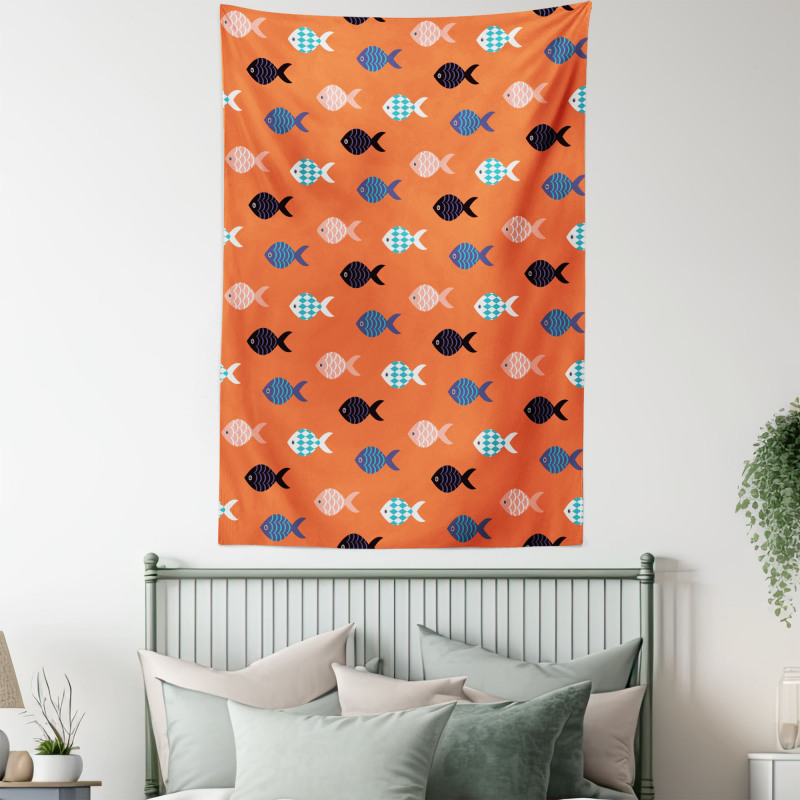 Colorful Fish Shoal Tapestry