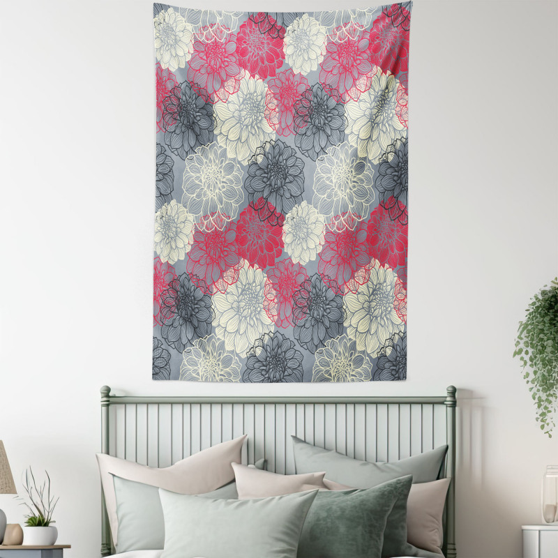 Hand Drawn Floral Art Tapestry