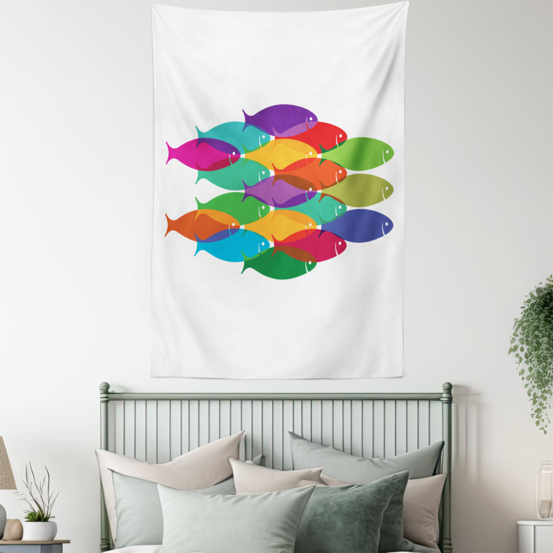 Colorful Shoal Artwork Tapestry