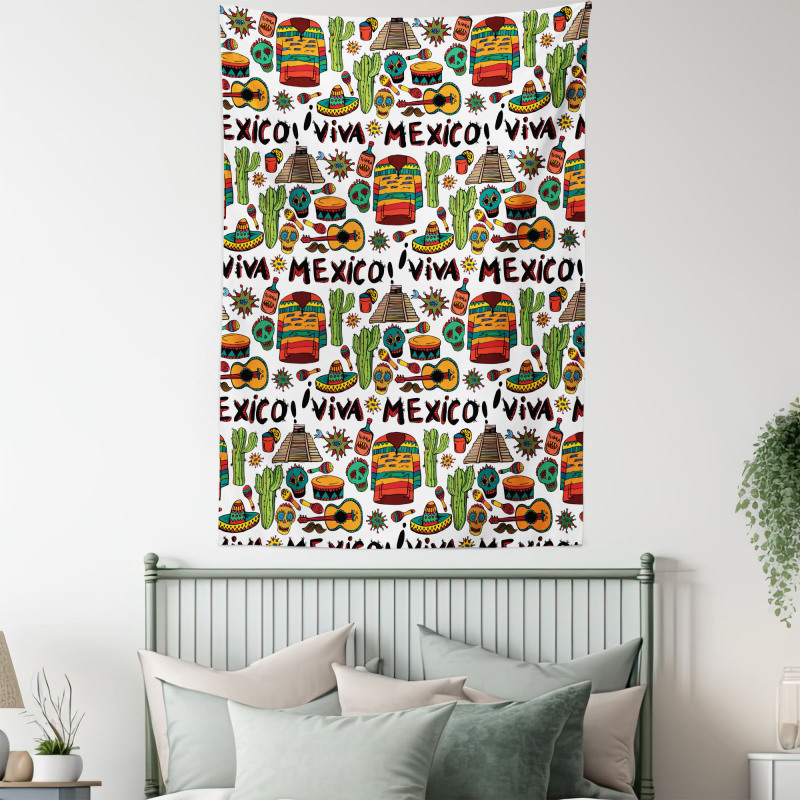 Cartoon Cactus Salsa Tapestry