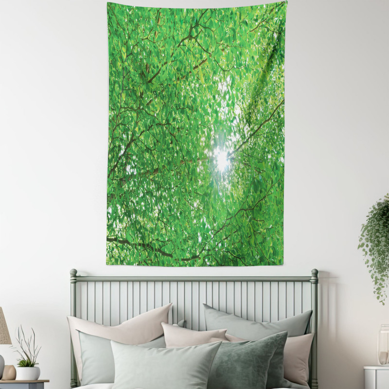 Sun with Tree Branches Tapestry