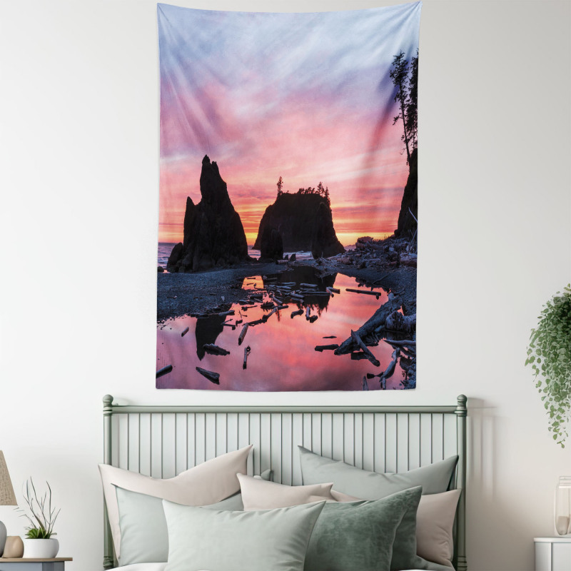 Mystic Beach Skyline Tapestry