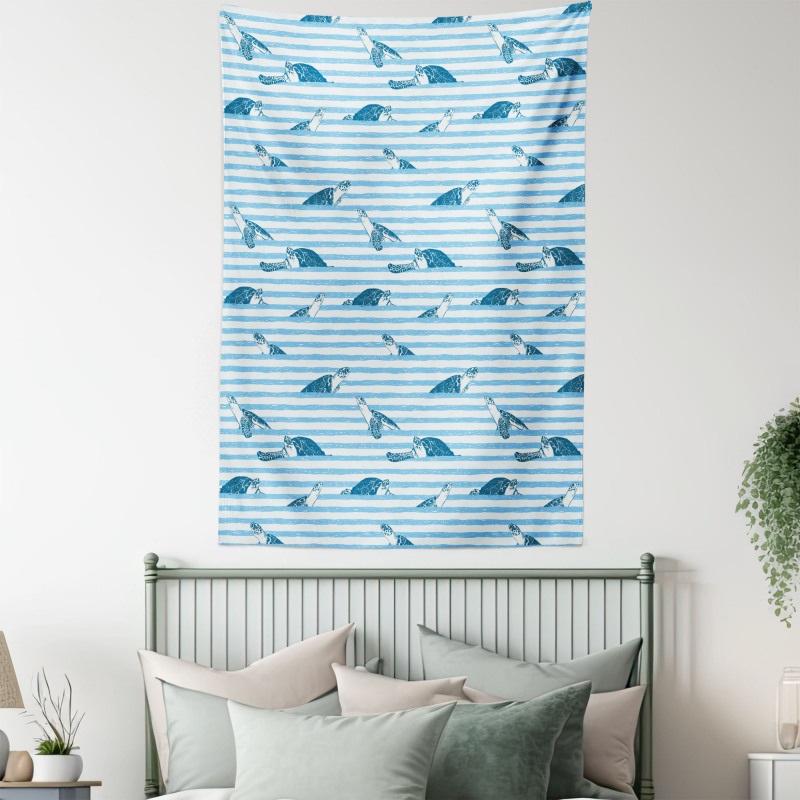 Turtle Blue Aquatic Tapestry