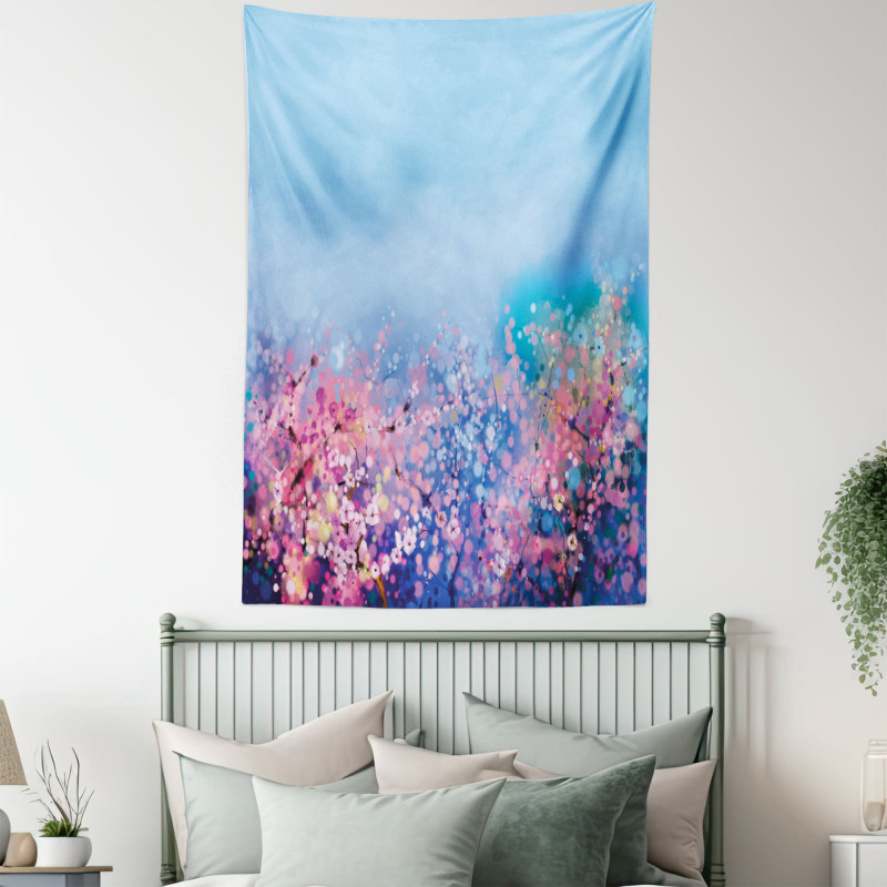 Retro Cherry Blossom Tapestry