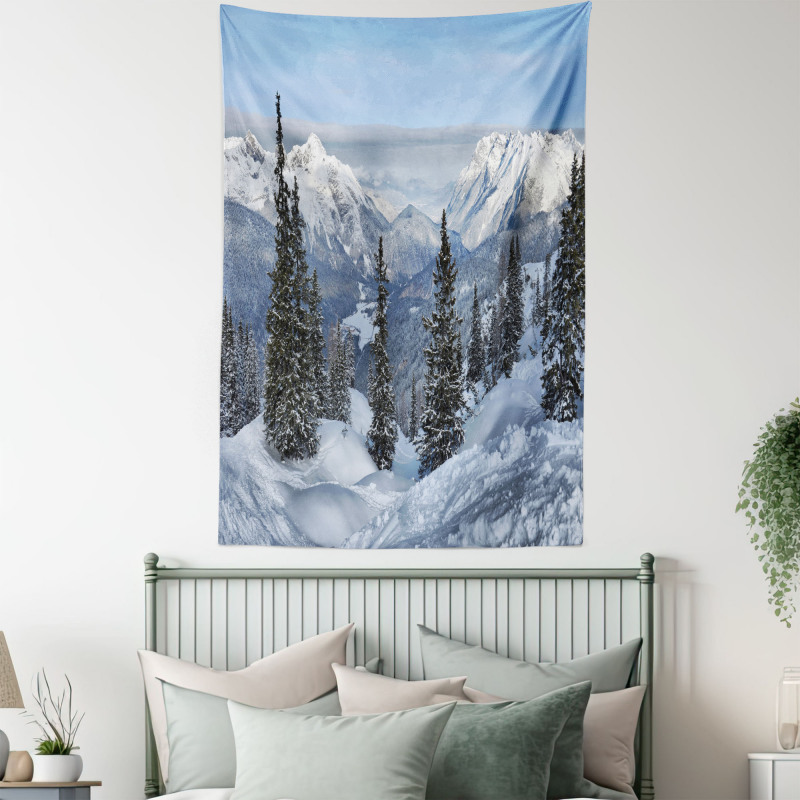 Woodland Snowy Mountain Tapestry