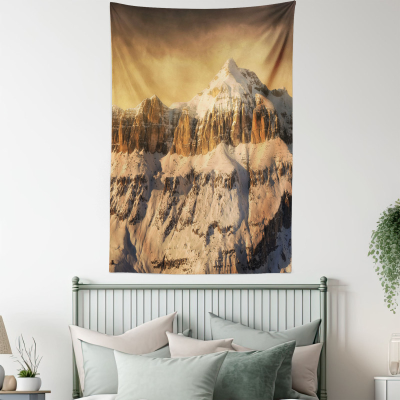 Overcast Sky Mountain Tapestry