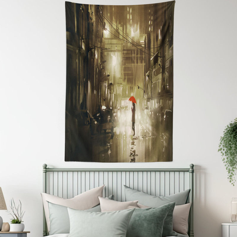 Romantic View Rainy Day Tapestry