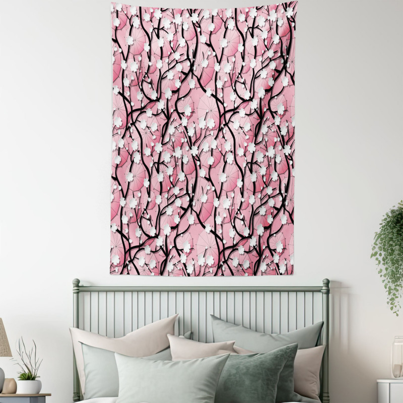 Sakura Tree Umbrellas Tapestry