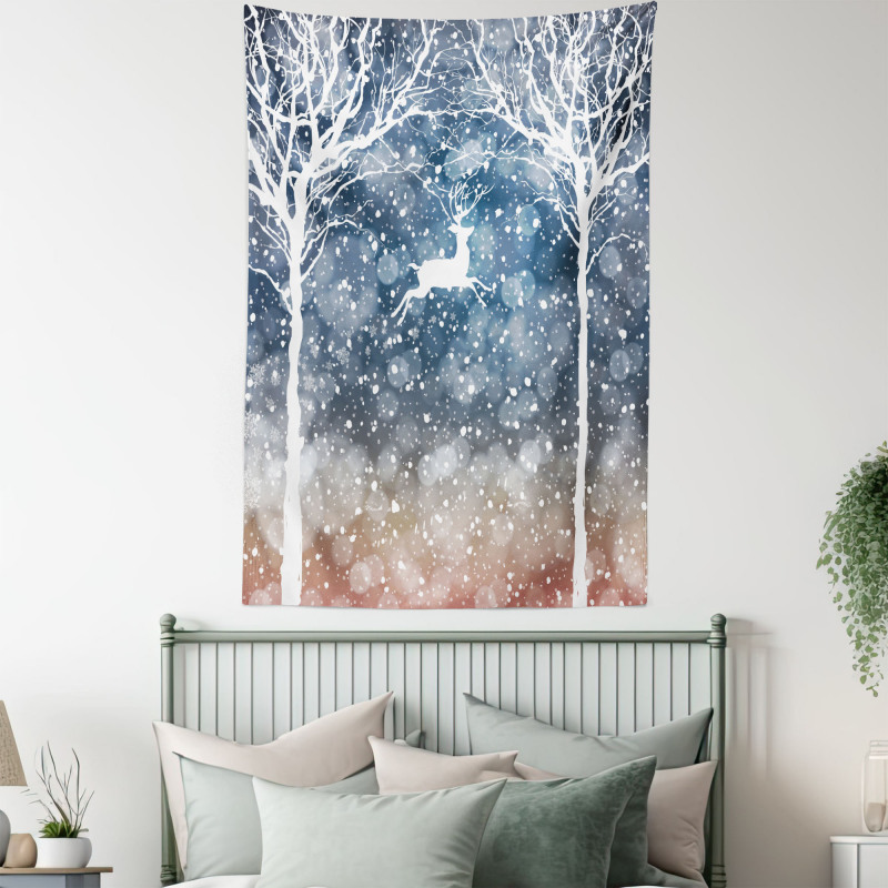 Flying Deer Ombre Snow Tapestry