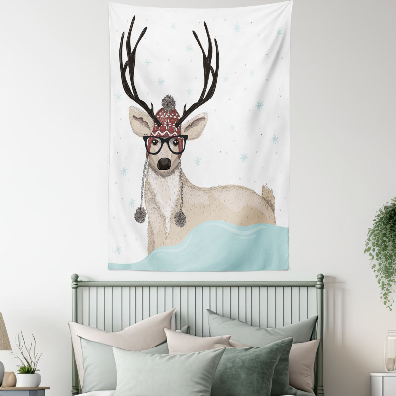 Hipster Deer with Glasses Tapestry