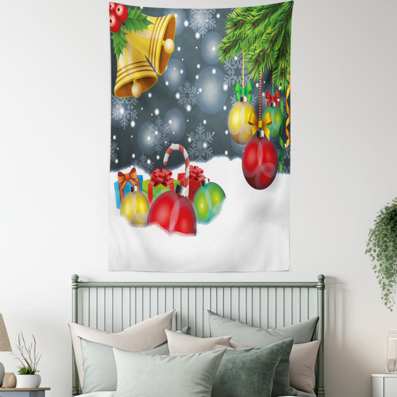 Vivid Noel Balls and Bell Tapestry