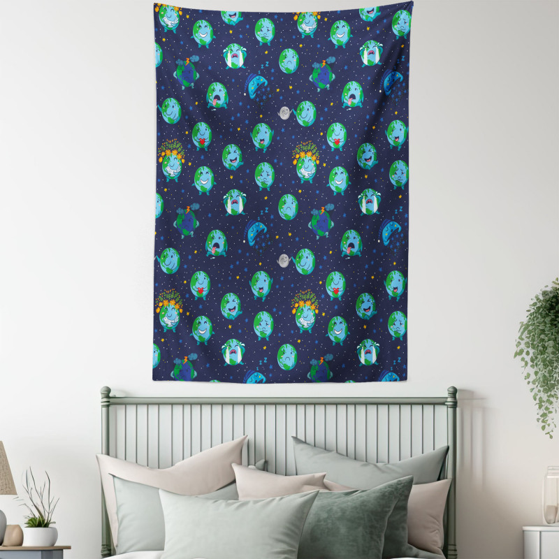 Planet Earth Face Moods Tapestry