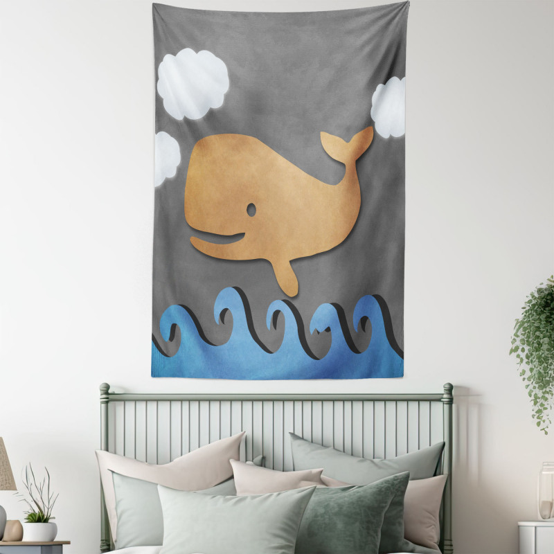 Wooden Paper Base Whale Tapestry