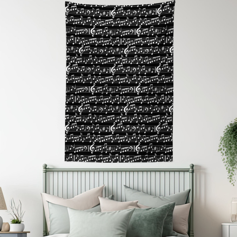 Musical Note Print Tapestry