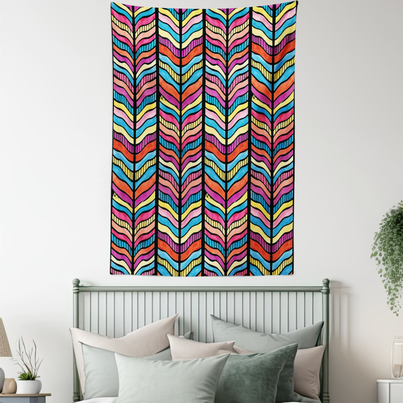 Colorful Rainbow Leaf Tapestry