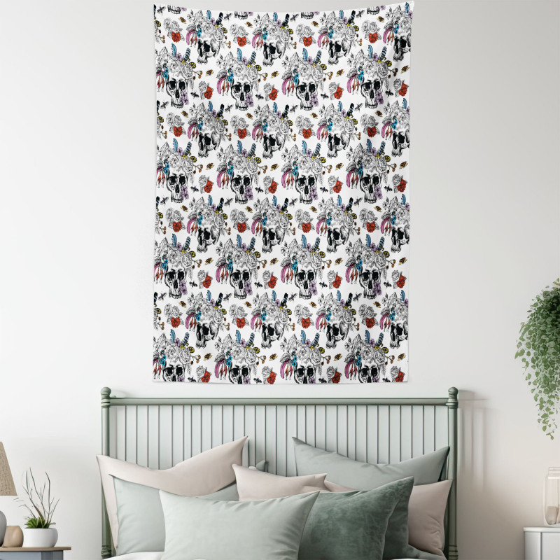Skulls and Flowers Tapestry
