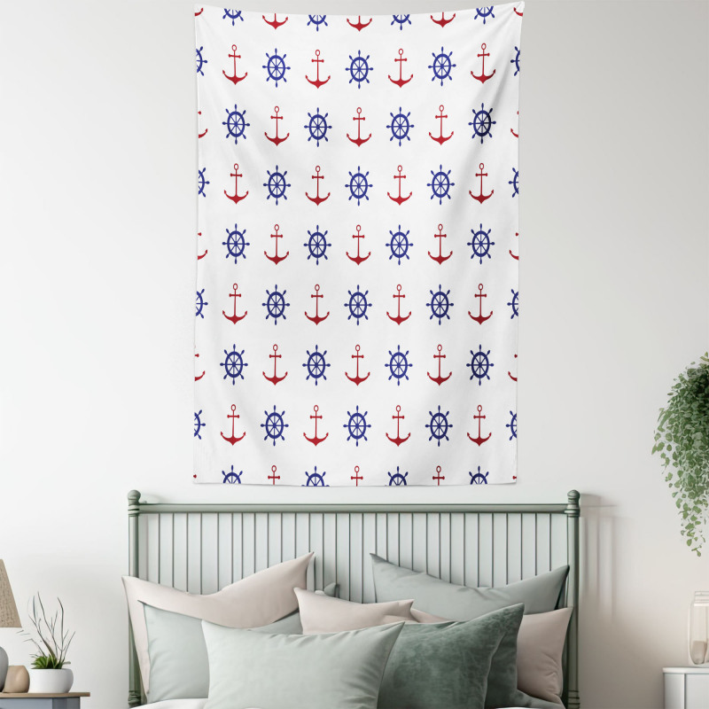 Anchors and Ship Wheels Tapestry