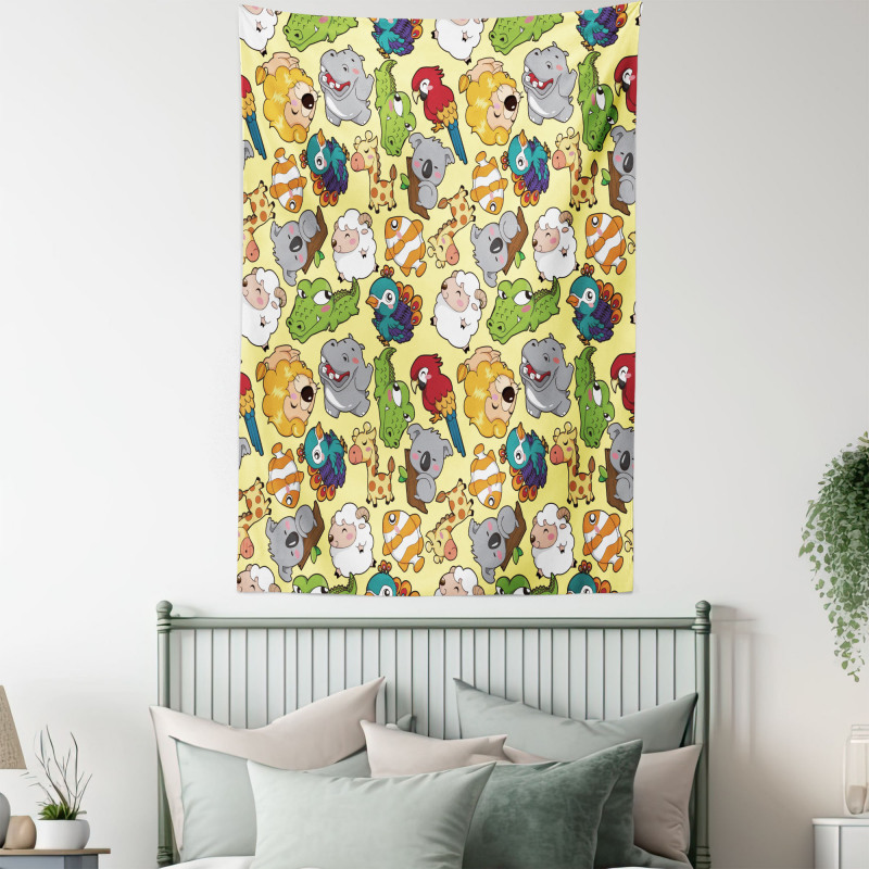 Hippo Giraffe Koala Tapestry