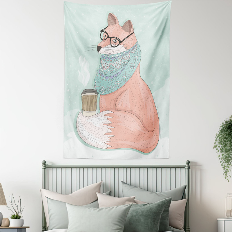 Hipster Fox Glasses Tapestry