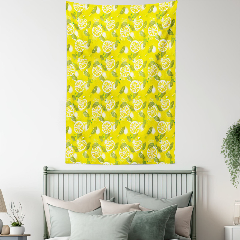 Fresh Lemons with Leaves Tapestry