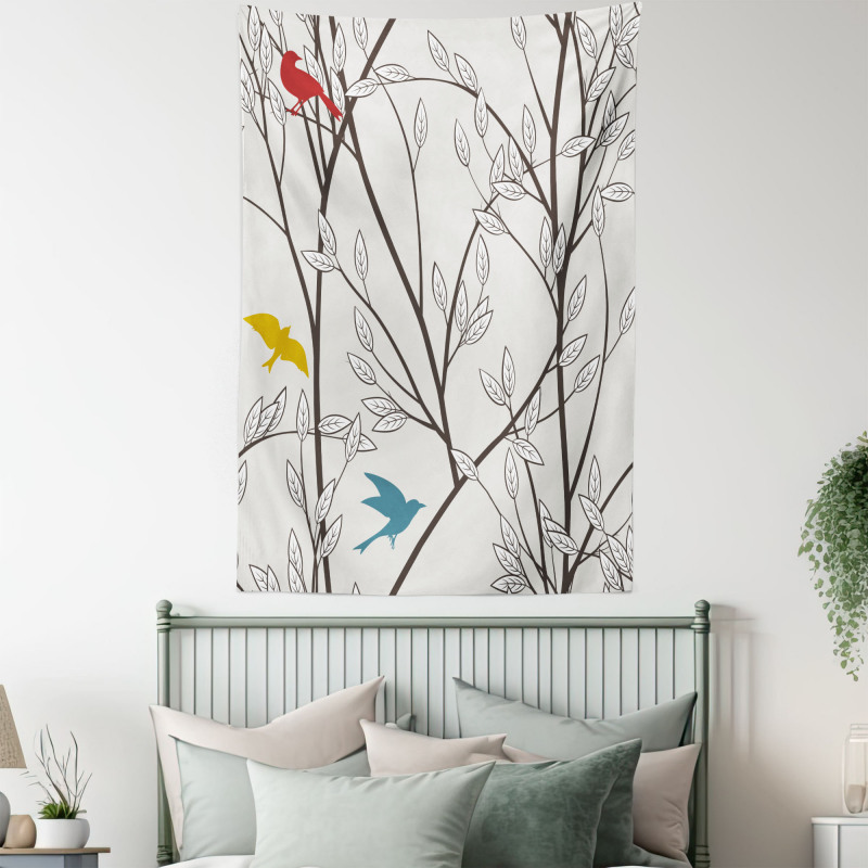 Birds Wildlife Cartoon Tapestry