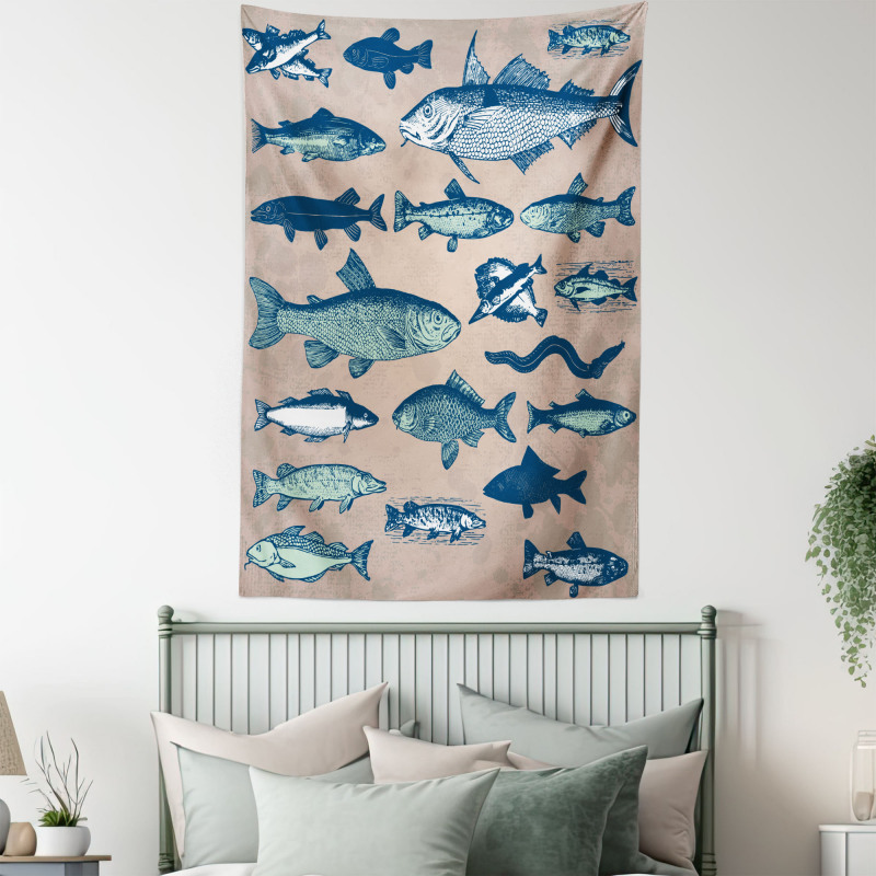 Vintage Seafood Composition Tapestry