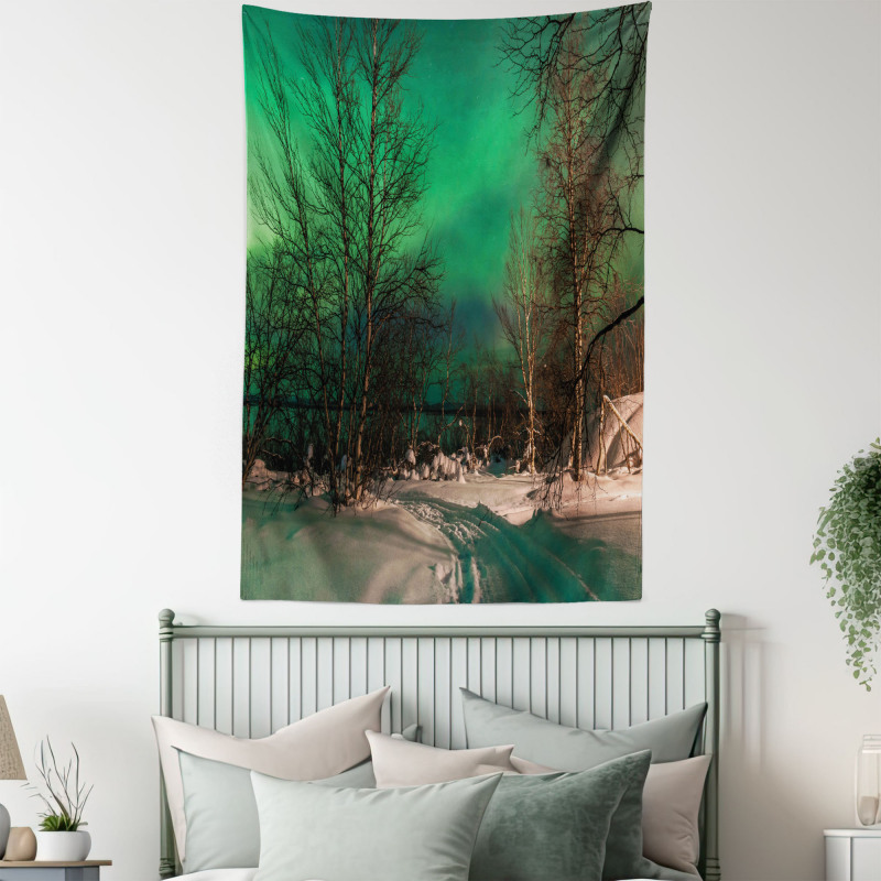 Snowy Frozen Road Tapestry