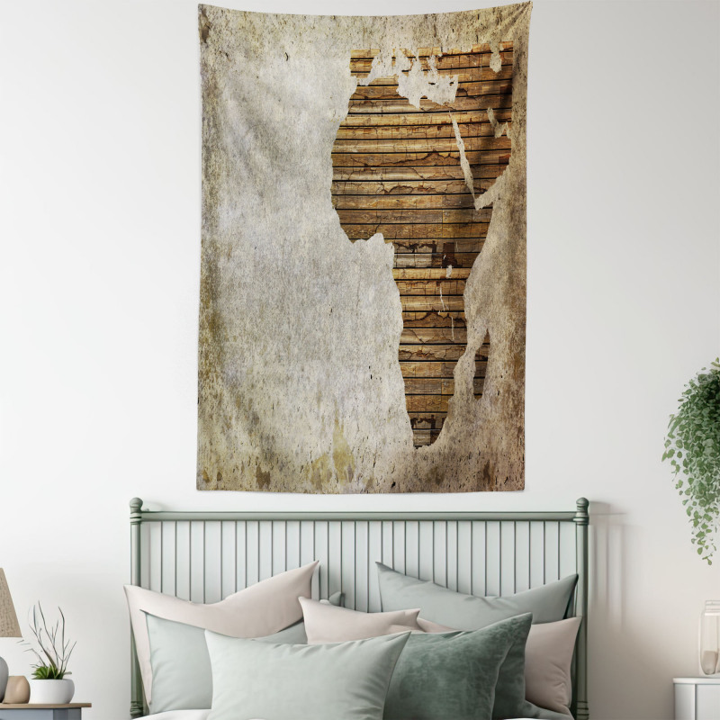 Wooden Plank Map Tapestry