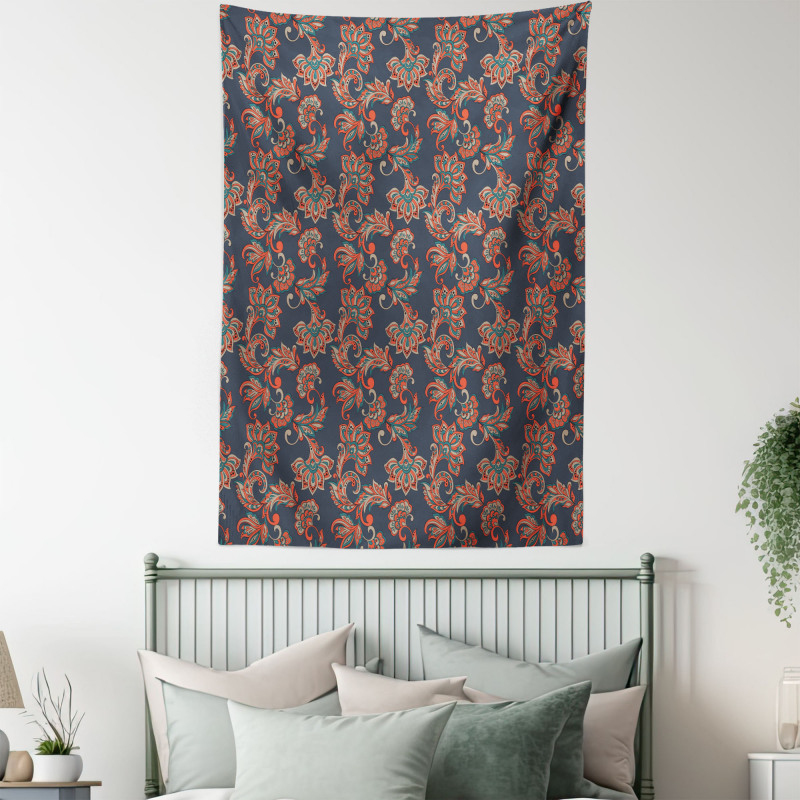 Oriental Floral Swirl Tapestry