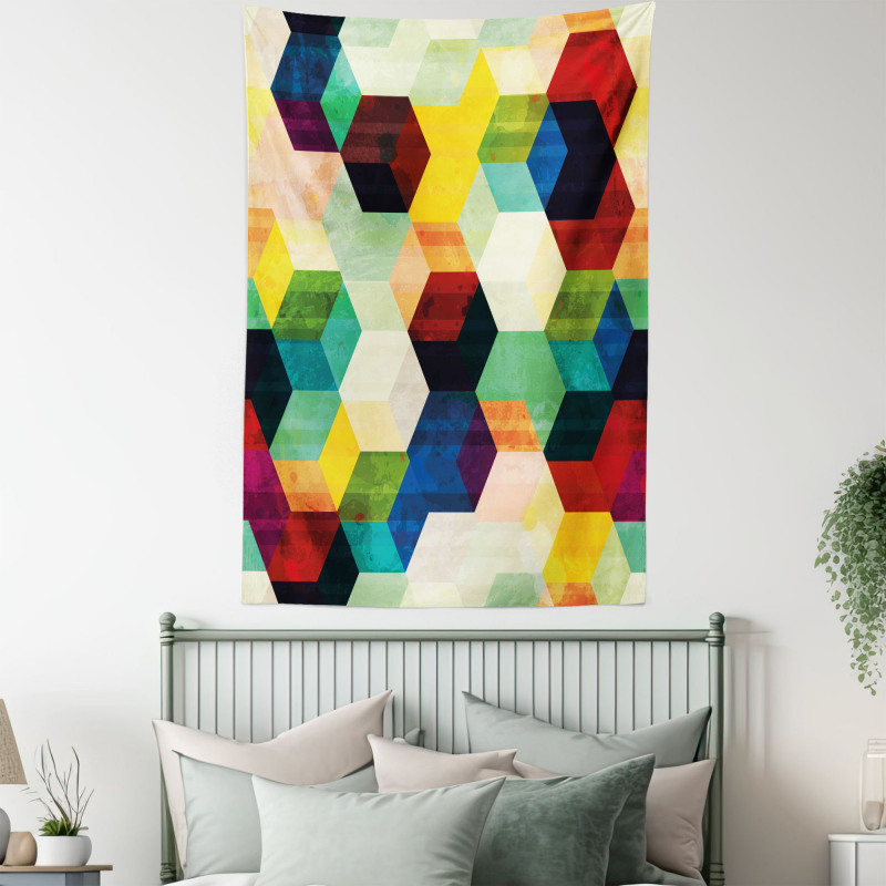 Rhombus Pattern Grunge Tapestry