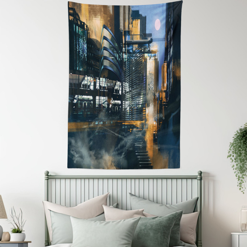 Cyberpunk Cityscape Tapestry