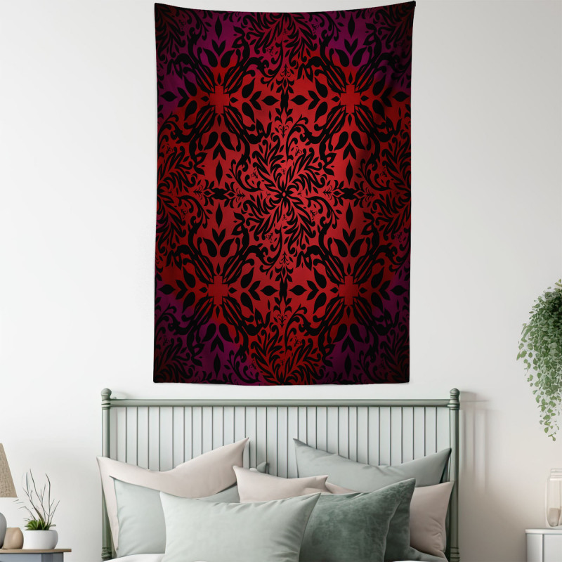 Orient Flowers Leaves Tapestry