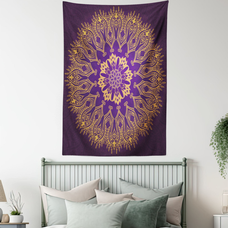 Round Folkloric Pattern Tapestry