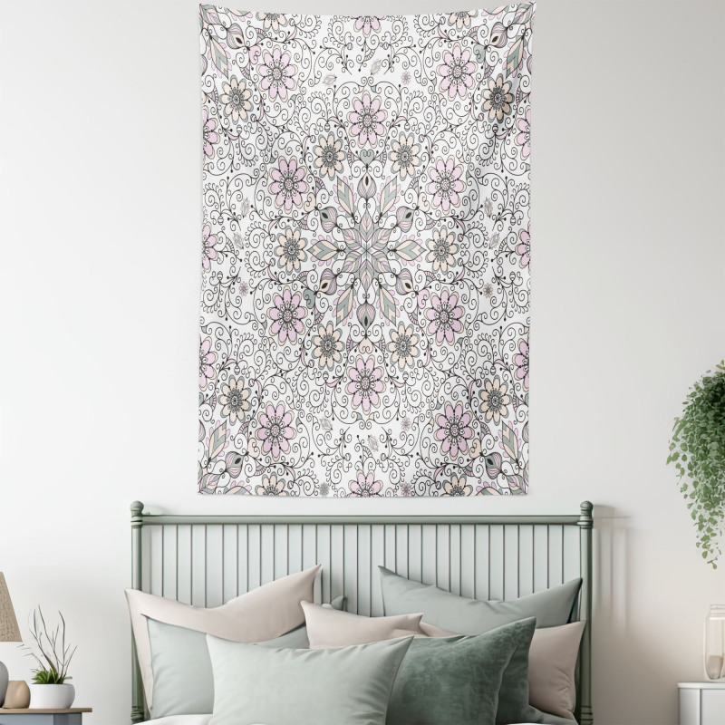 Flower Swirls Doily Style Tapestry