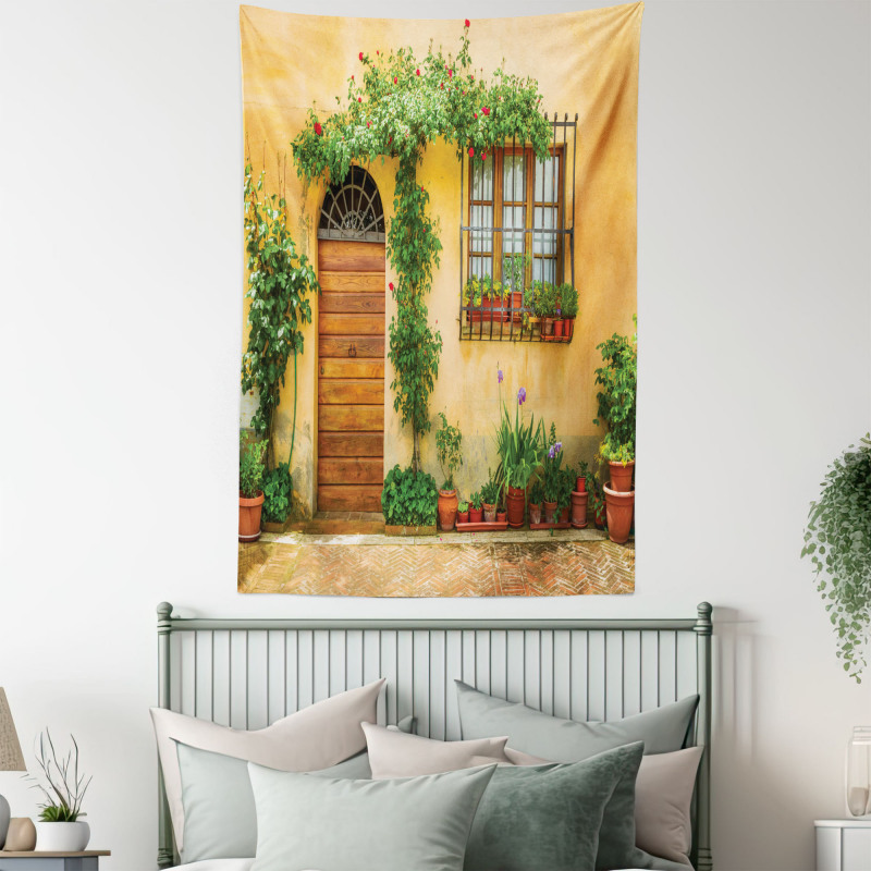 Plants and House Door Tapestry