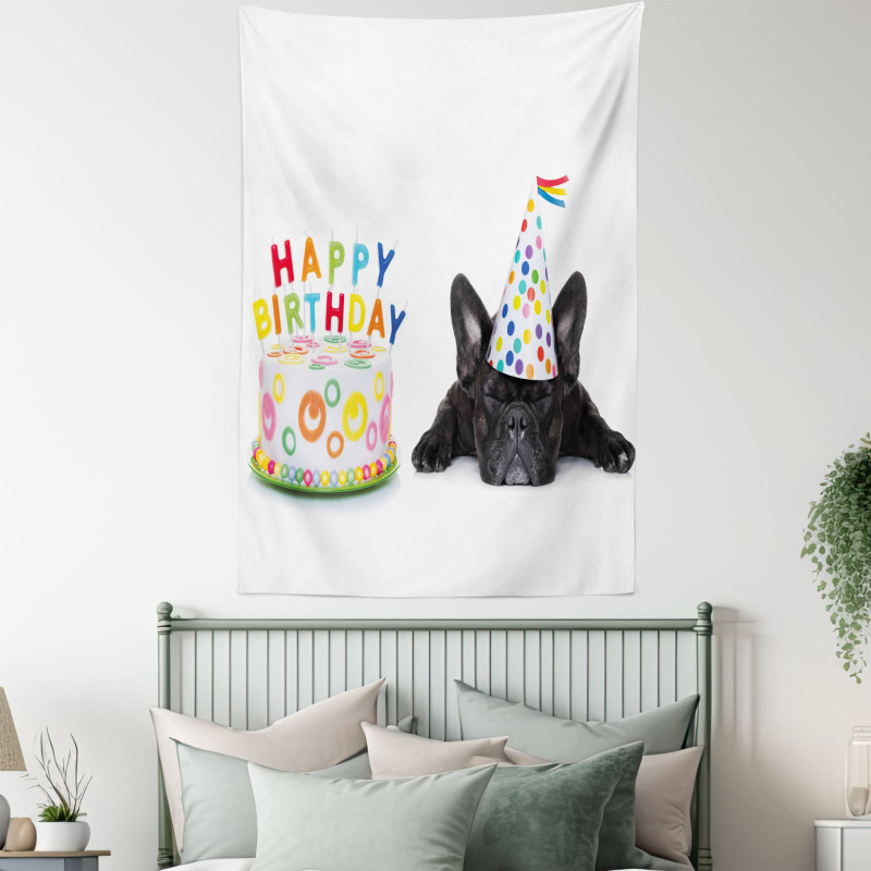 Bulldog Party Cake Tapestry